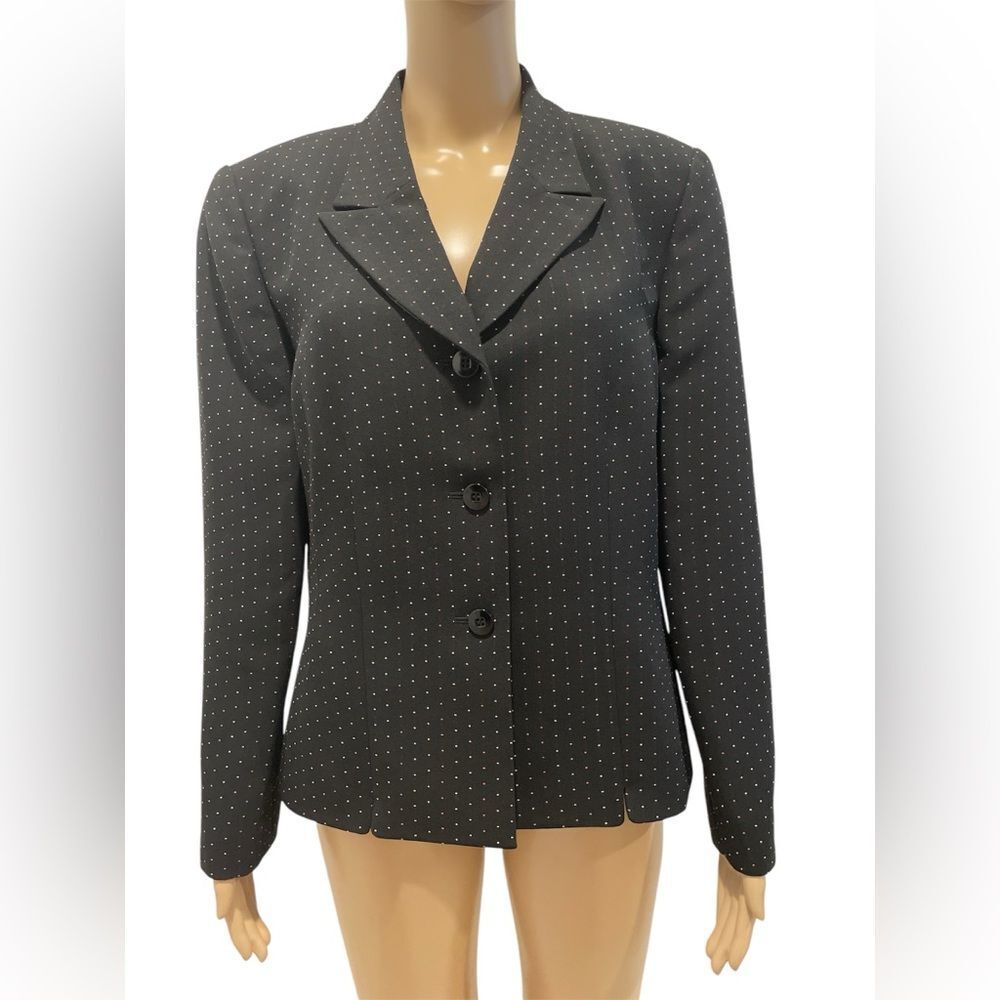 Le Suit Petite Women's Black Polka Dot Blazer size 14P